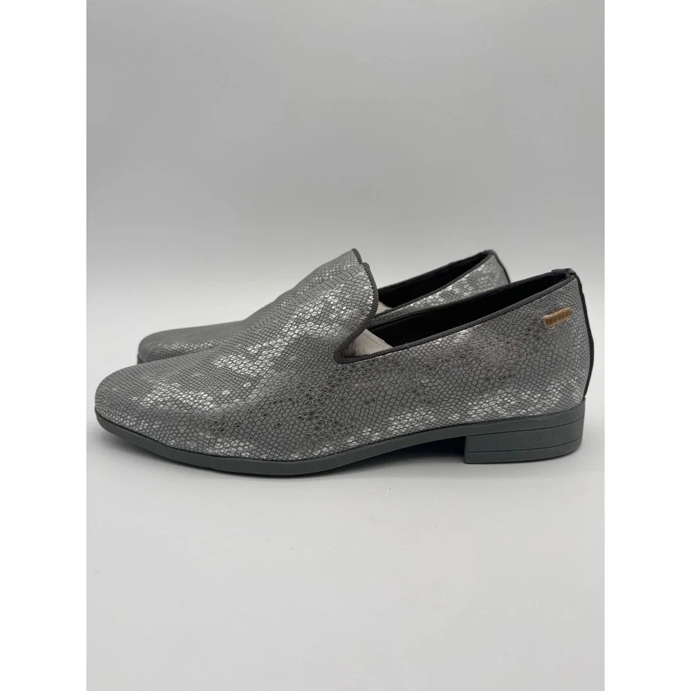 Mens Slip On Dress Shoes Snake Skin Silver Loafers‎ US 9.5